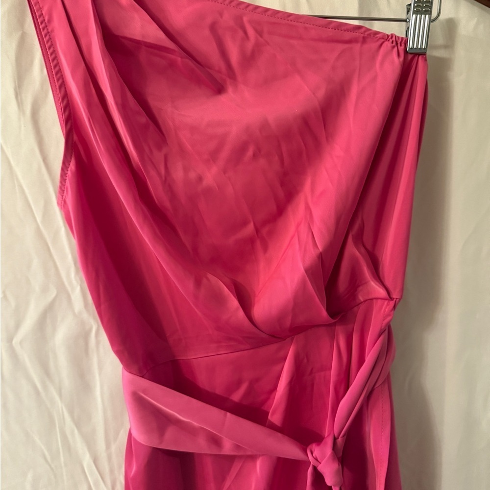 Pretty Garden Medium Elegant One-Shoulder Pink Dress - Picture 4 of 14
